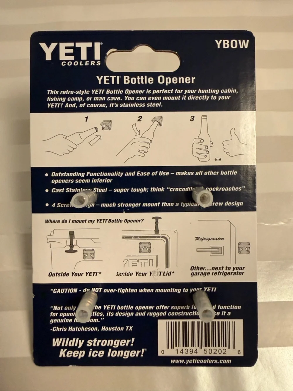 YETI Bottle Opener Wall Mount Stainless Steel YBOW NIB Heavy Duty